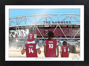 Personalised West Ham United print with PAPA, MAMA, RUBY, Print & Frame at London Stadium.