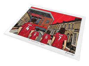 Personalised Liverpool print with PAPA, HUGO, LILY, MAMA, Print at Anfield.