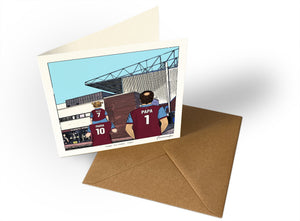 Personalised Burnley greeting card with MAMA, PAPA, Square Greeting Card at Turf Moor.
