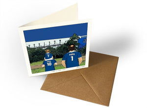 Personalised Everton greeting card with MAMA, PAPA, Square Greeting Card at Goodison Park.