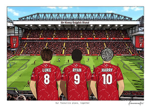 Personalised Liverpool digital artwork with LUKE, RYAN, HARRY, in game at Anfield.