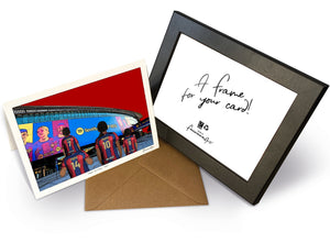 Personalised Barcelona greeting card with PAPA, MAMA, RUBY, 7x5" Greeting Card & Frame at Spotify Camp Nou.