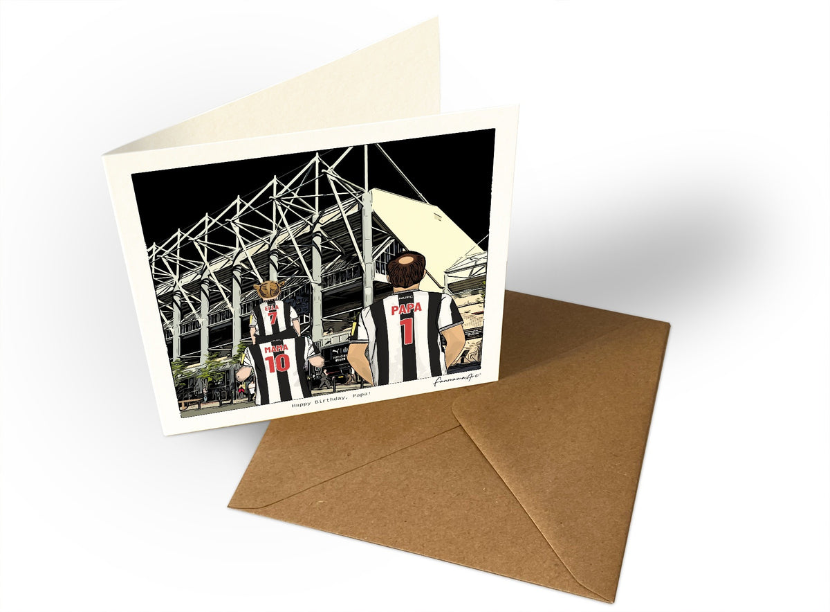 Personalised Newcastle United greeting card with MAMA, PAPA, Square Greeting Card at St James’ Park.