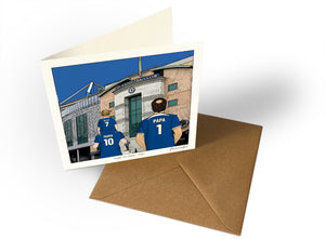 Personalised Chelsea greeting card with MAMA, PAPA, Square Greeting Card at Stamford Bridge.