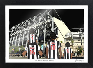 Personalised Newcastle United print with PAPA, MAMA, RUBY, Print & Frame at St James’ Park.