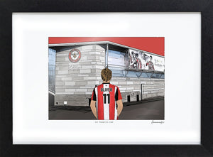 Personalised Brentford print with OLIVER, Bordered Print & Frame at Gtech Community Stadium.