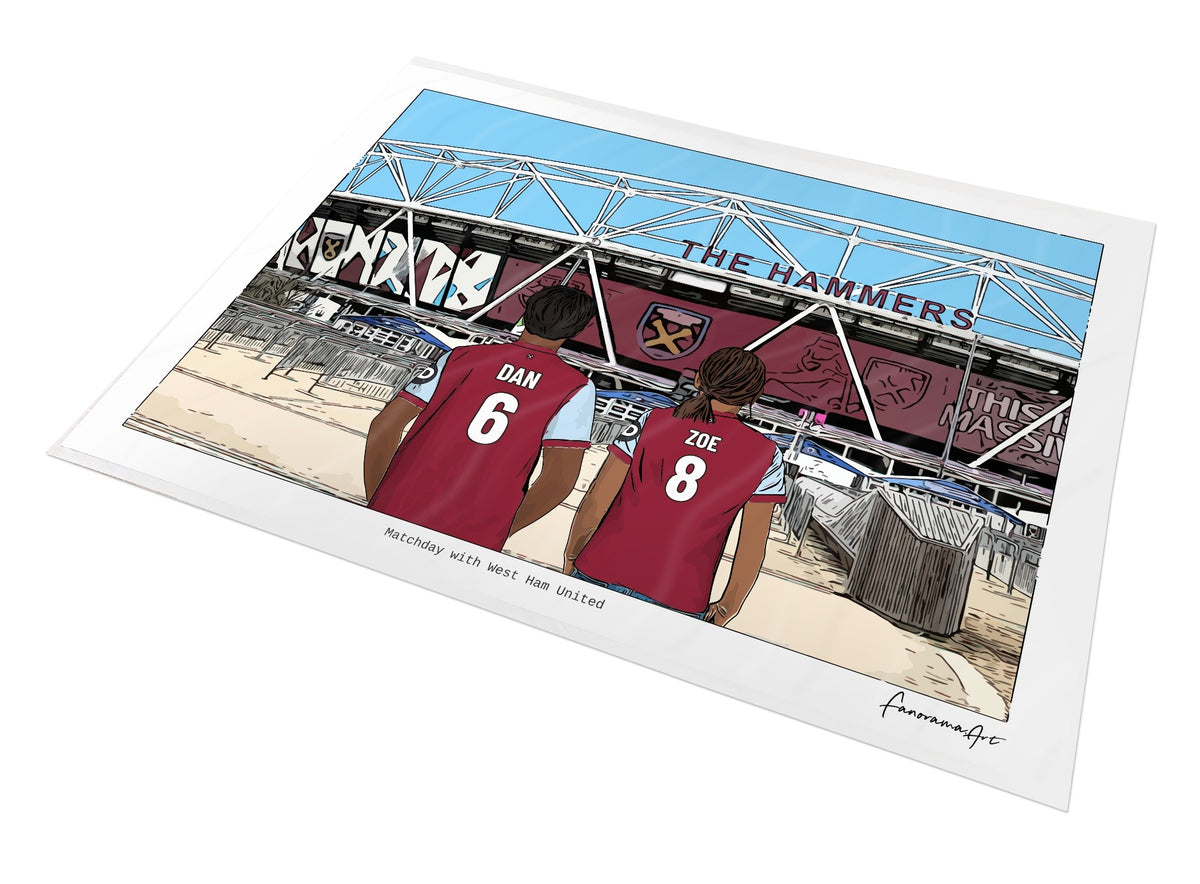 Personalised West Ham United print with DAN, ZOE, Print at London Stadium.