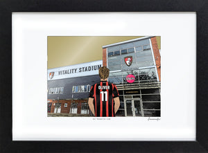 Personalised Bournemouth print with OLIVER, Bordered Print & Frame at Vitality Stadium.