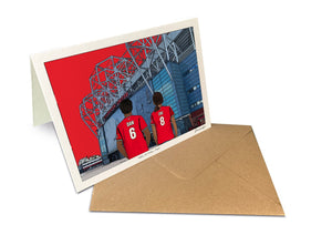 Personalised Manchester United greeting card with DAN, ZOE, 7x5" Greeting Card at Old Trafford.