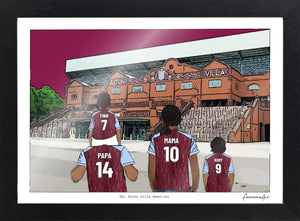 Personalised Aston Villa print with PAPA, MAMA, RUBY, Print & Frame at Villa Park.