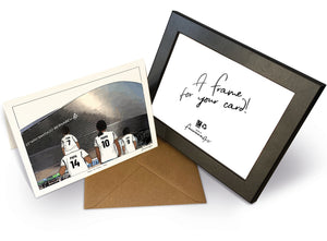 Personalised Real Madrid greeting card with PAPA, MAMA, RUBY, 7x5" Greeting Card & Frame at Santiago Bernabéu Stadium.