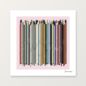 Personalised 60th birthday music print, born in 1966, shown as an 8 by 8 inch square print.