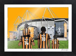 Personalised Hull City print with PAPA, MAMA, RUBY, Print & Frame at MKM Stadium.