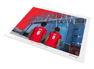 Personalised Manchester United print with DAN, ZOE, Print at Old Trafford.