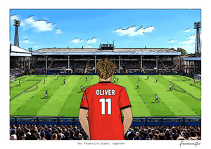 Personalised Luton Town digital artwork with OLIVER, in game at Kenilworth Road.