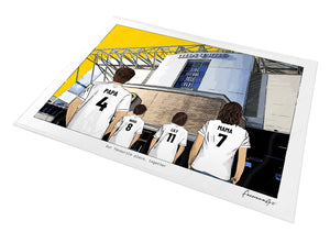 Personalised Leeds United print with PAPA, HUGO, LILY, MAMA, Print at Elland Road.
