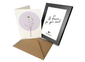 Couple birth flower greeting card with frame and lavender circle
