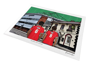 Personalised Wrexham print with DAN, ZOE, Print at Racecourse Ground.