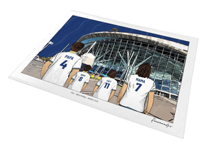 Personalised Tottenham Hotspur print with PAPA, HUGO, LILY, MAMA, Print at Tottenham Hotspur Stadium.