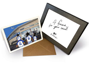 Personalised Brighton & Hove Albion greeting card with PAPA, MAMA, RUBY, 7x5" Greeting Card & Frame at American Express Stadium.