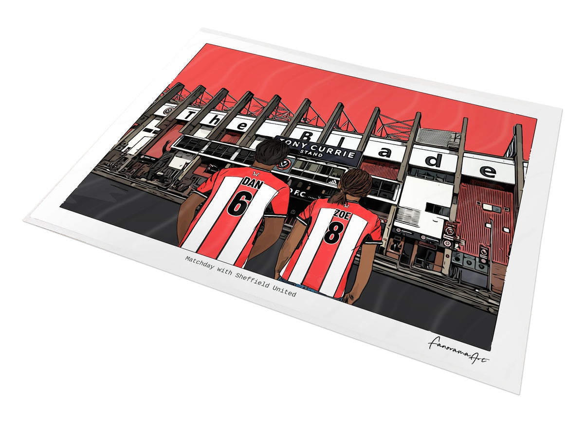 Personalised Sheffield United print with DAN, ZOE, Print at Bramall Lane.