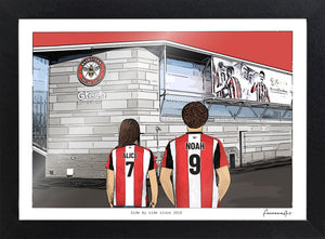 Personalised Brentford print with ALICE, NOAH, Print & Frame at Gtech Community Stadium.