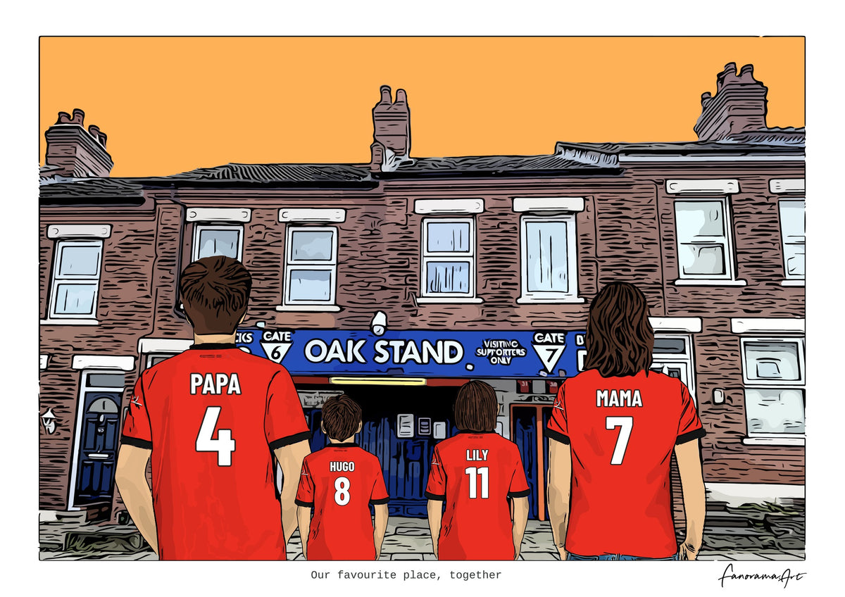 Personalised Luton Town digital artwork with PAPA, HUGO, LILY, MAMA, luton town kenilworth road at Kenilworth Road.