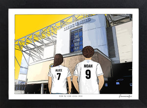 Personalised Leeds United print with ALICE, NOAH, Print & Frame at Elland Road.
