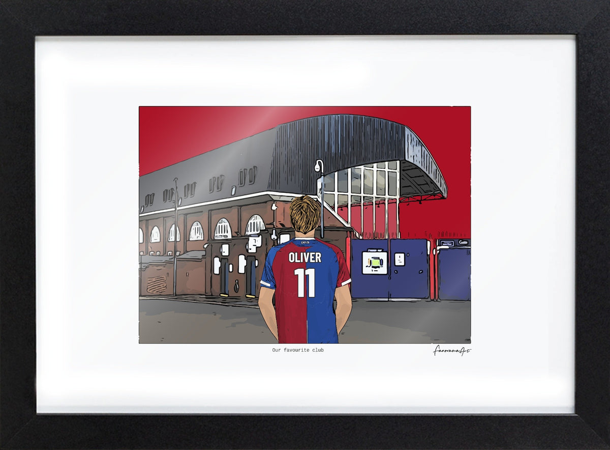 Personalised Crystal Palace print with OLIVER, Bordered Print & Frame at Selhurst Park.