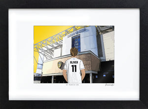 Personalised Leeds United print with OLIVER, Bordered Print & Frame at Elland Road.