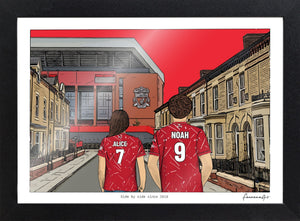 Personalised Liverpool print with ALICE, NOAH, Print & Frame at Anfield.