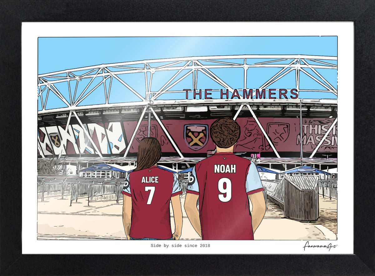 Personalised West Ham United print with ALICE, NOAH, Print & Frame at London Stadium.