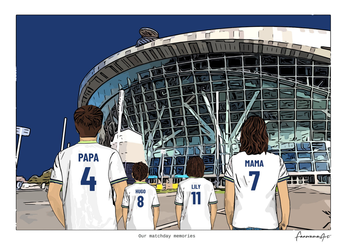Personalised Tottenham Hotspur digital artwork with PAPA, HUGO, LILY, MAMA, tottenham hotspur tottenham hotspur stadium at Tottenham Hotspur Stadium.