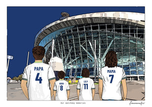 Personalised Tottenham Hotspur digital artwork with PAPA, HUGO, LILY, MAMA, tottenham hotspur tottenham hotspur stadium at Tottenham Hotspur Stadium.
