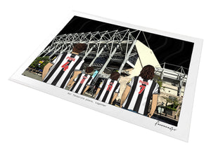 Personalised Newcastle United print with PAPA, HUGO, LILY, MAMA, Print at St James’ Park.