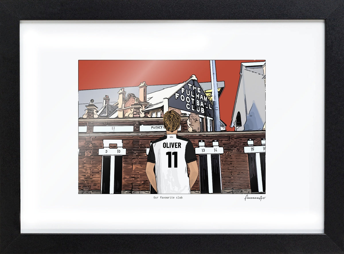 Personalised Fulham print with OLIVER, Bordered Print & Frame at Craven Cottage.