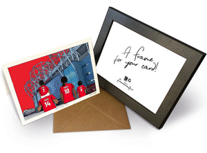 Personalised Manchester United greeting card with PAPA, MAMA, RUBY, 7x5" Greeting Card & Frame at Old Trafford.