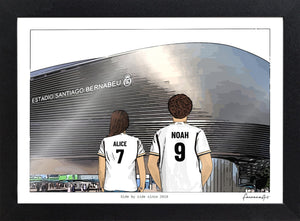Personalised Real Madrid print with ALICE, NOAH, Print & Frame at Santiago Bernabéu Stadium.