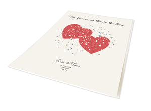 Wedding Star Print shown as portrait unframed print, personalised with names and meaningful dates.