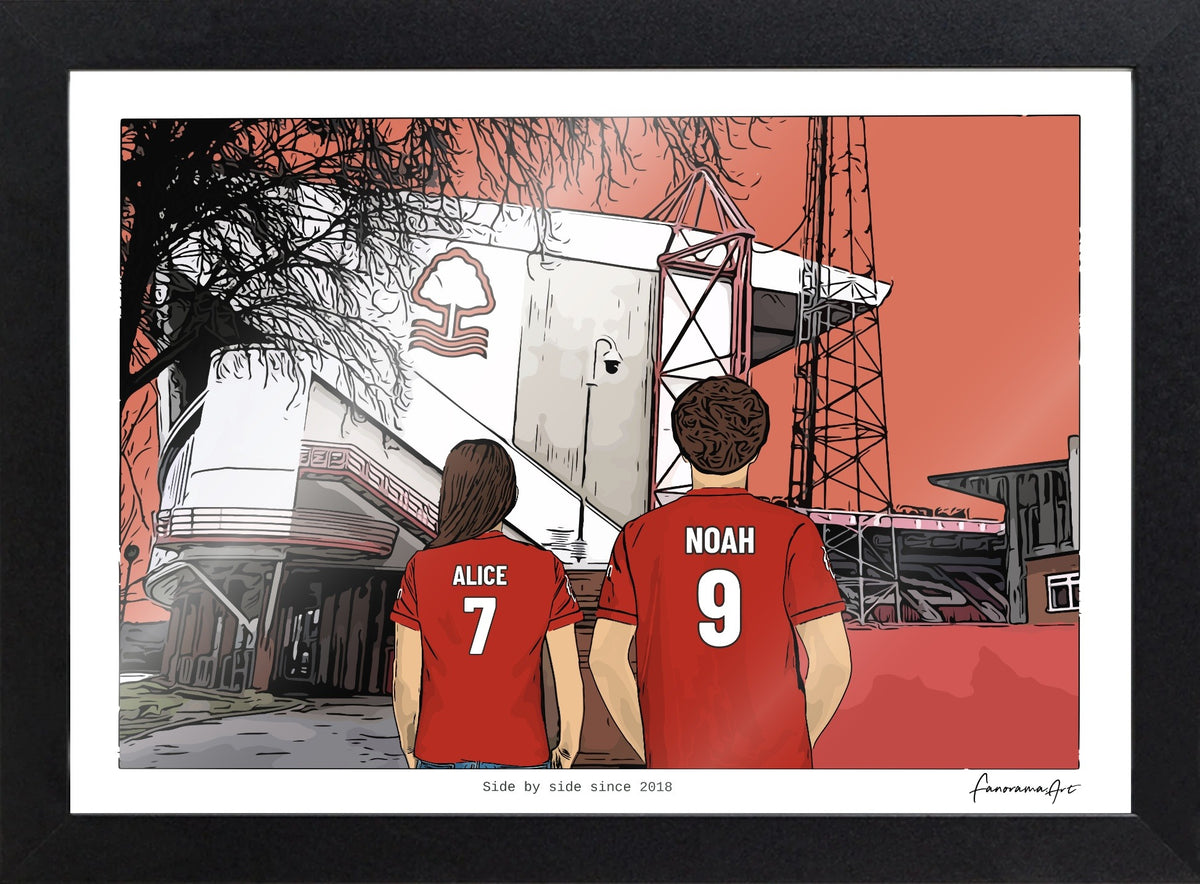 Personalised Nottingham Forest print with ALICE, NOAH, Print & Frame at The City Ground.