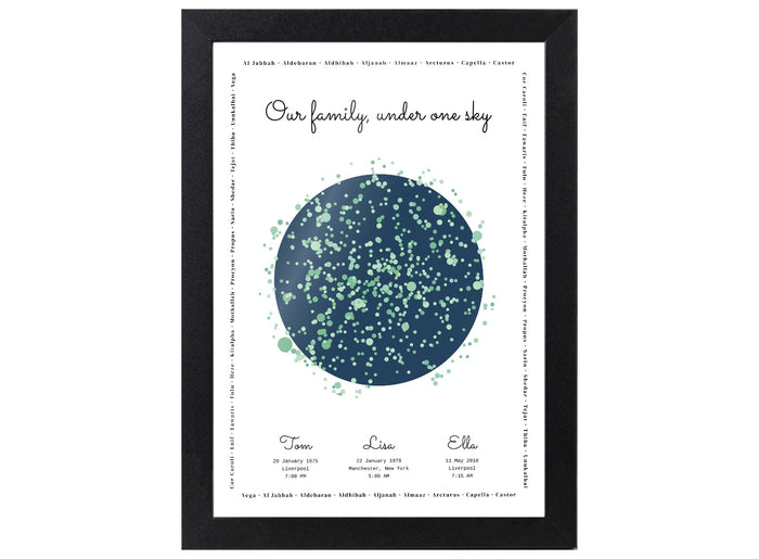 Personalised star map artwork