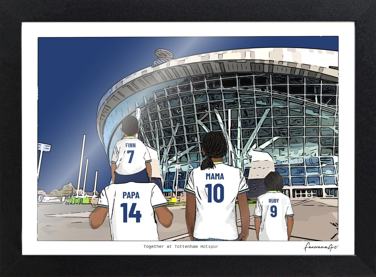 Personalised Tottenham Hotspur print with PAPA, MAMA, RUBY, Print & Frame at Tottenham Hotspur Stadium.