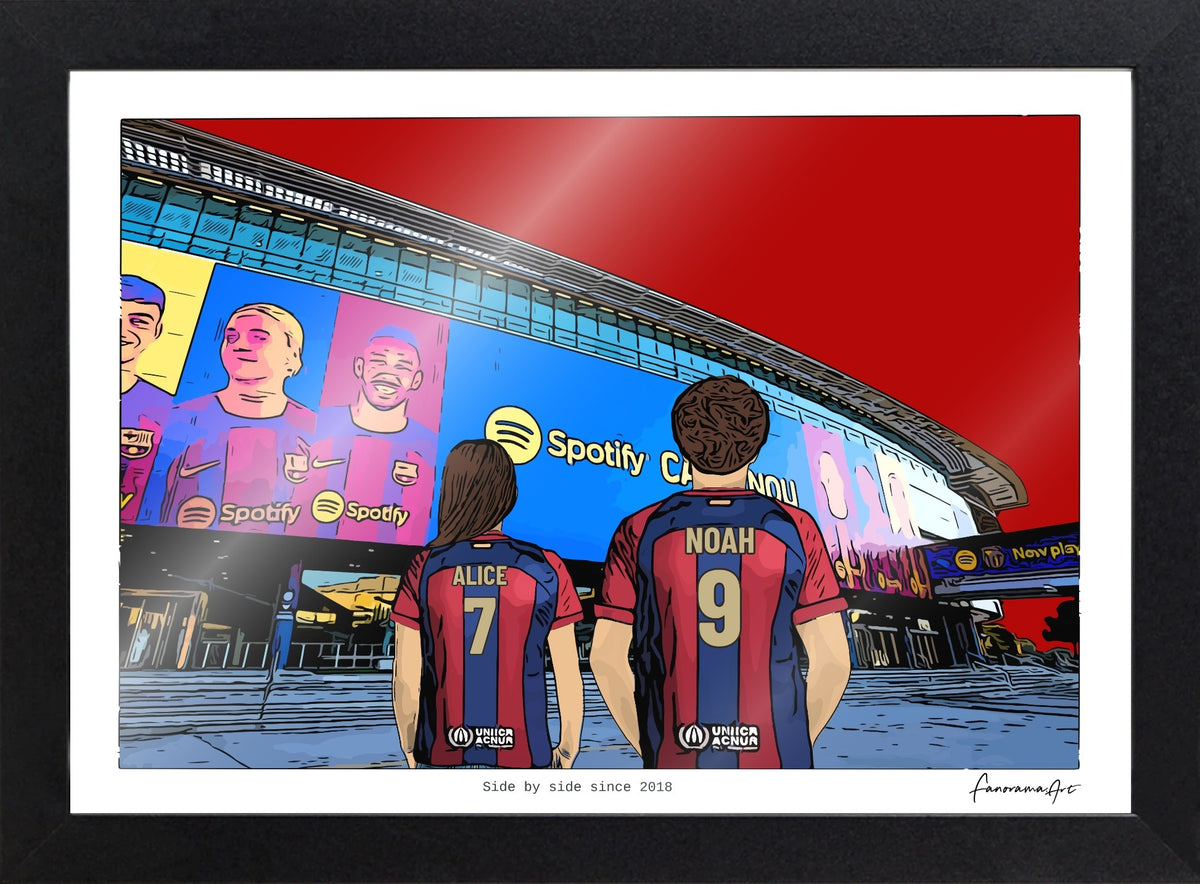 Personalised Barcelona print with ALICE, NOAH, Print & Frame at Spotify Camp Nou.
