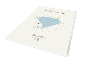 Engagement Star Print shown as portrait unframed print, personalised with names and meaningful dates.