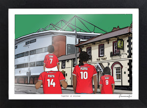 Personalised Wrexham print with PAPA, MAMA, RUBY, Print & Frame at Racecourse Ground.
