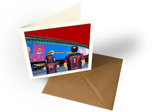 Personalised Barcelona greeting card with MAMA, PAPA, Square Greeting Card at Spotify Camp Nou.