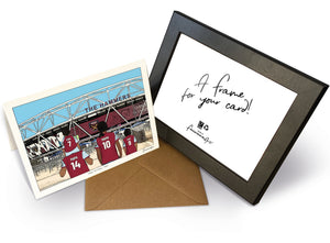 Personalised West Ham United greeting card with PAPA, MAMA, RUBY, 7x5" Greeting Card & Frame at London Stadium.