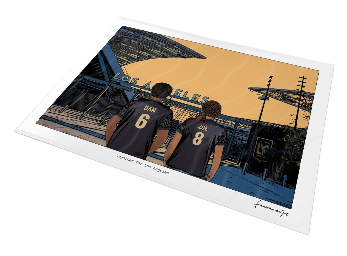 Personalised Los Angeles print with DAN, ZOE, Print at BMO Stadium.