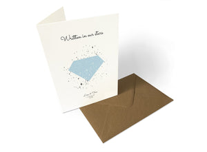 Engagement Star Print shown as 5 × 7-inch portrait card, personalised with names and meaningful dates.