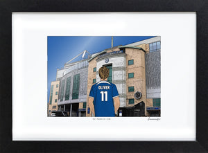 Personalised Chelsea print with OLIVER, Bordered Print & Frame at Stamford Bridge.